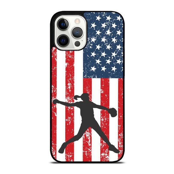 Fastpitch Softball Pitcher American Flag iPhone Case - Picture 1 of 1